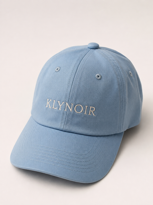 KLYNOIR Luxurious Twill Cotton Sky Blue and White cap