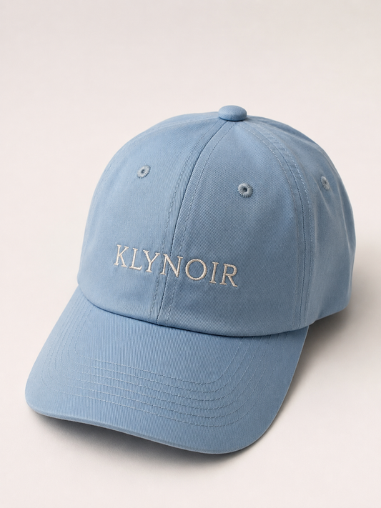 KLYNOIR Luxurious Twill Cotton Sky Blue and White cap