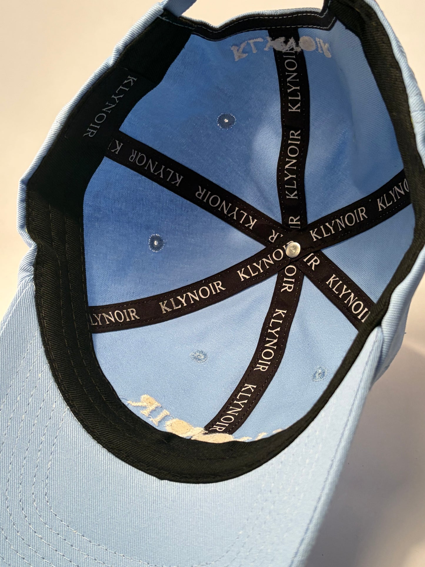 KLYNOIR Luxurious Twill Cotton Sky Blue and White cap