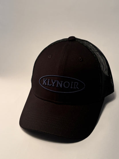 KLYNOIR Black Cotton Trucker with Night Blue Logo Patch