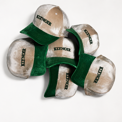 White and Green Velvet KLYNOIR Cap