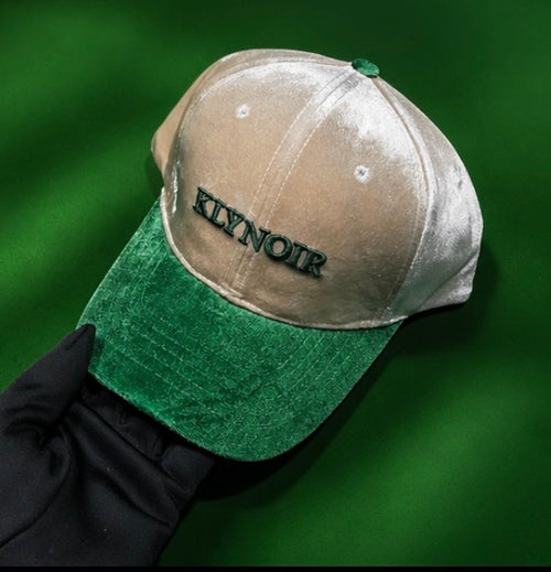 White and Green Velvet KLYNOIR Cap